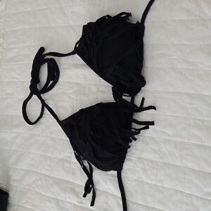 Vix Paulahermanny black triangle fringed bikini top S